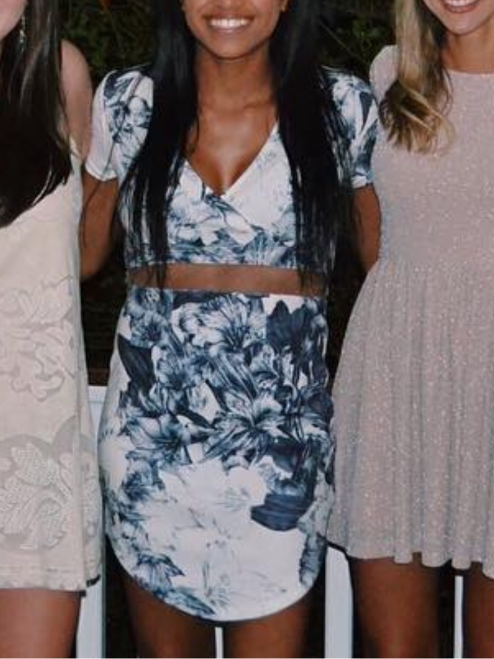 Floral Blue White Women's Dress